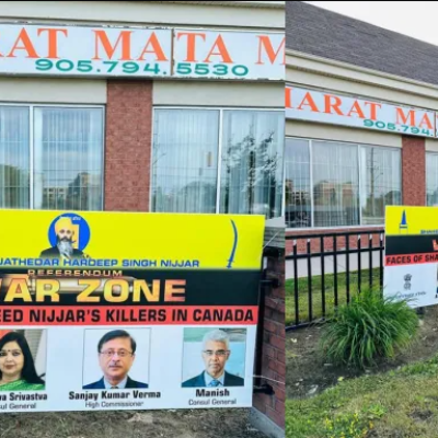 Bharat Mata Mandir defaced with Khalistani poster & slogans [ Brampton, Canada ]