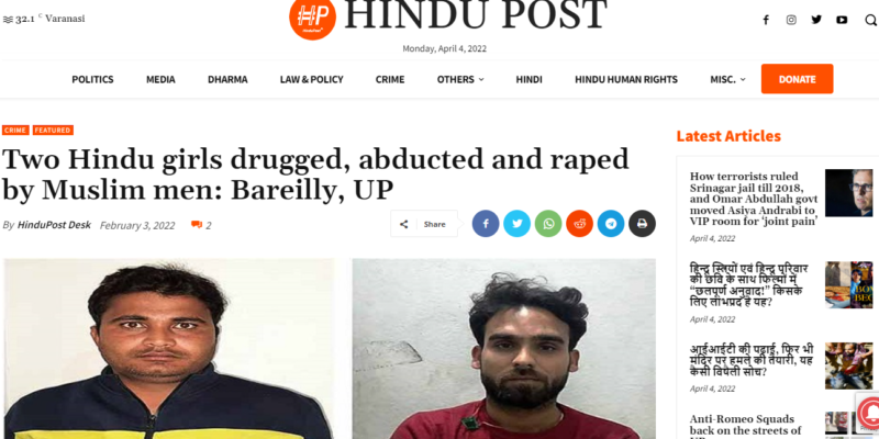 Two Hindu girls drugged, abducted, and raped by Muslim men [Uttar ...