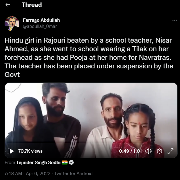 Hindu Girl Thrashed For Wearing ‘Tilak’ To School During Navratra ...