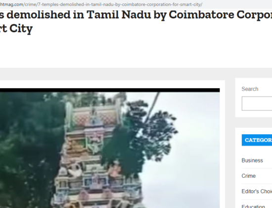 7 temples demolished by Coimbatore Corporation for Smart City [Tamil Nadu, India]