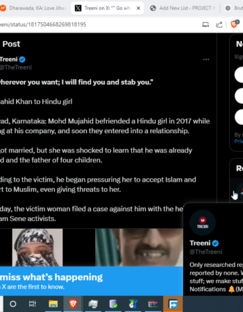 Mujahid Khan Converts Hindu Wife to Islam; Threatens to Kill Her [Hubli, Karnataka]