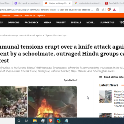 Knife Attack on 15-Year-Old Hindu Student by Jihadis [Udaipur, Rajasthan]