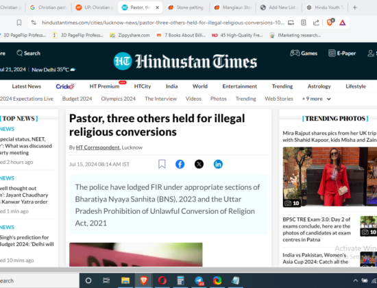 Christian Pastor and Associates Arrested for Alleged Forced Conversions [Moradabad, Uttar Pradesh]