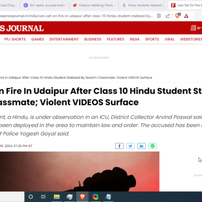 Knife Attack on 15-Year-Old Hindu Student by Jihadis [Udaipur, Rajasthan]