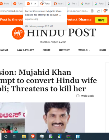 Mujahid Khan Converts Hindu Wife to Islam; Threatens to Kill Her [Hubli, Karnataka]