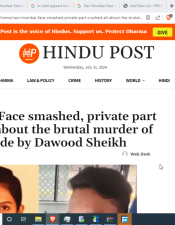 Brutal Murder of Hindu Yashashri Shinde by Dawood Sheikh [Navi Mumbai, Maharashtra]