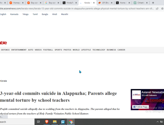 Hindu Boy commits suicide after Christian missionary school torture [Kalavoor, Kerala]