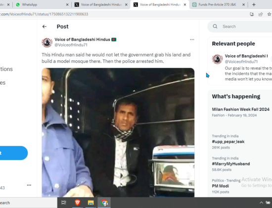 Hindu Man Arrested for Opposing Government’s Plan to Build Model Mosque on His Land [Bangladesh]