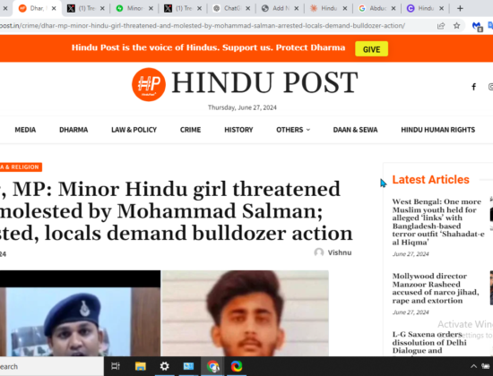 Man Arrested for Molesting Hindu Minor Girl [Dhar, Madhya Pradesh]