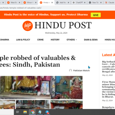 Robbery of Hindu Temple Highlights Plight of Minority Communities [Tando Adam, Sindh, Pakistan]