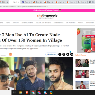 Three Arrested for Creating AI-Generated Nude Photos of 150 Women [Kasargod, Kerala]